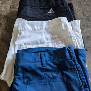 Men's Adidas Golf shorts(2 pairs)+ pants (1) sz 36
